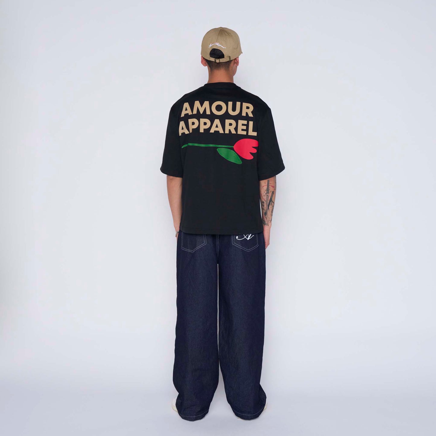 T-Shirt Boxy Rose Black