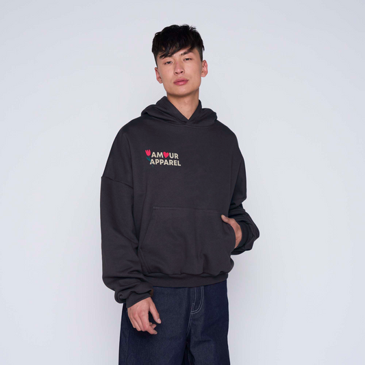 Hoodie Boxyfit Rose amour Negro