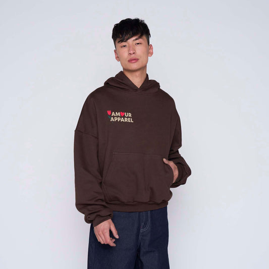 Hoodie Boxyfit Rose amour Marrón