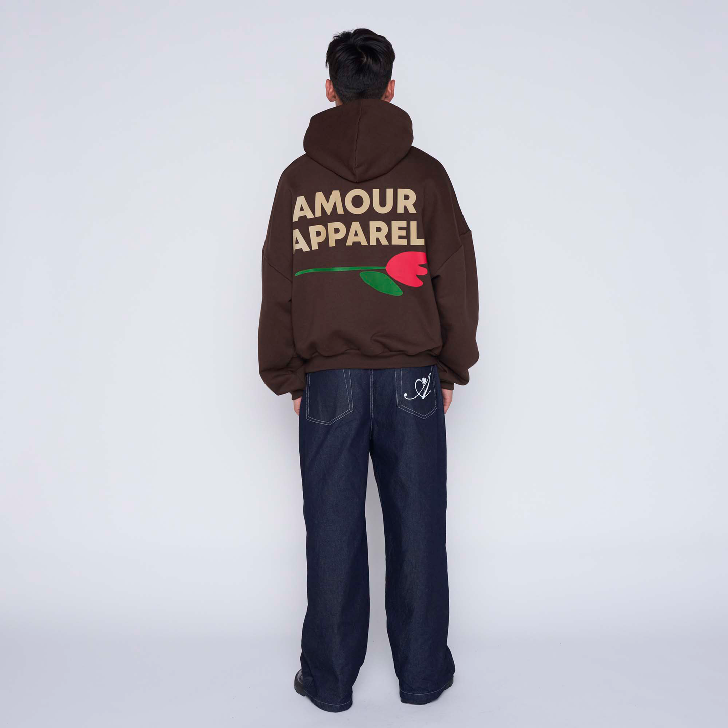 Hoodie Boxyfit Rose amour Marrón