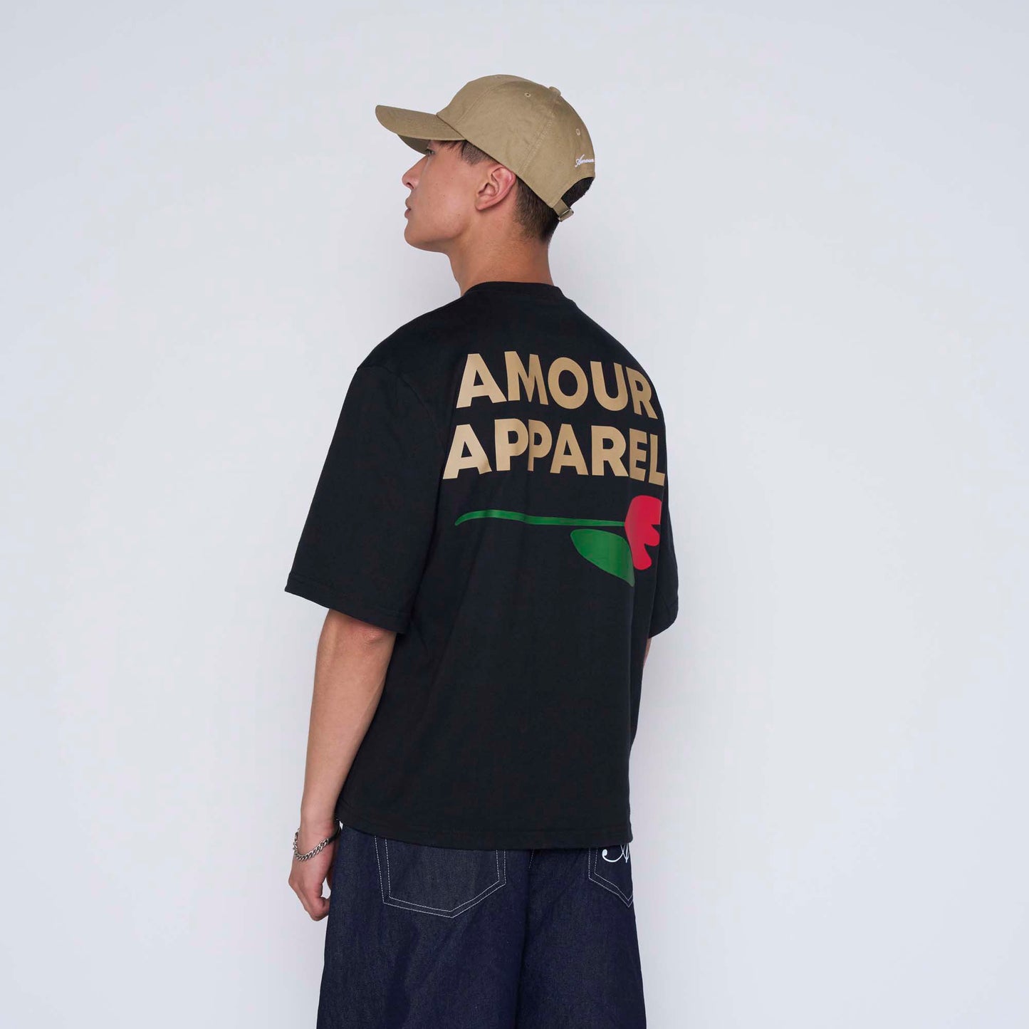 T-Shirt Boxy Rose Black