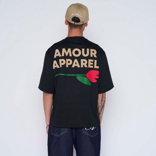 T-Shirt Boxy Rose Black